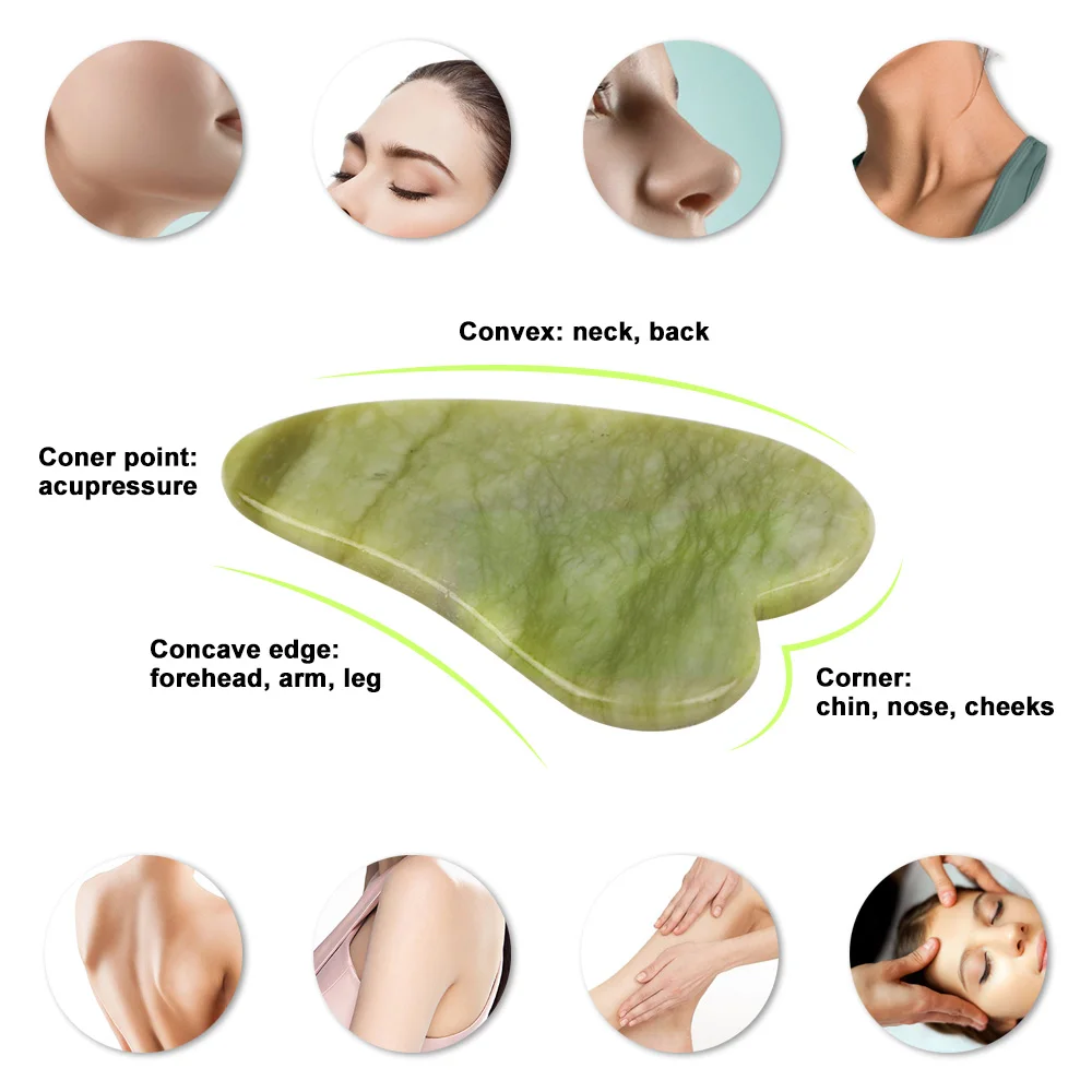 Natural Stone Jade Gouache Scraper Rose Quartz Facial Gua Sha Tools Face Lifting Massager Firm Skin Care Guasha Board Massager