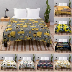 Cartoon Truck Blanket Flannel Construction Blanket Soft Cozy Travel Throw Blanket for Baby Kids Youth, Cars Buses Bed Blanket