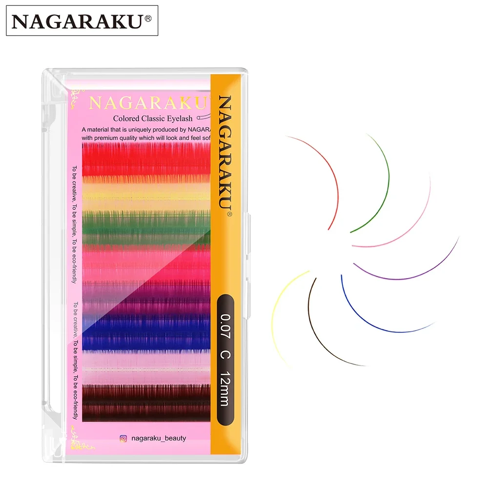 NAGARAKU 16rows macaron 8 Colors Rainbow Colored Eyelash Extension Faux Mink color eyelashes colorful eyelash maquiagem cilios