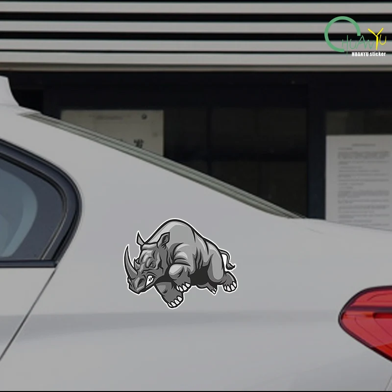 Creative Car Sticker Angry Rhino Decal Personality Car Styling Cartoon Animal Vinyl Decal Graphic Waterproof