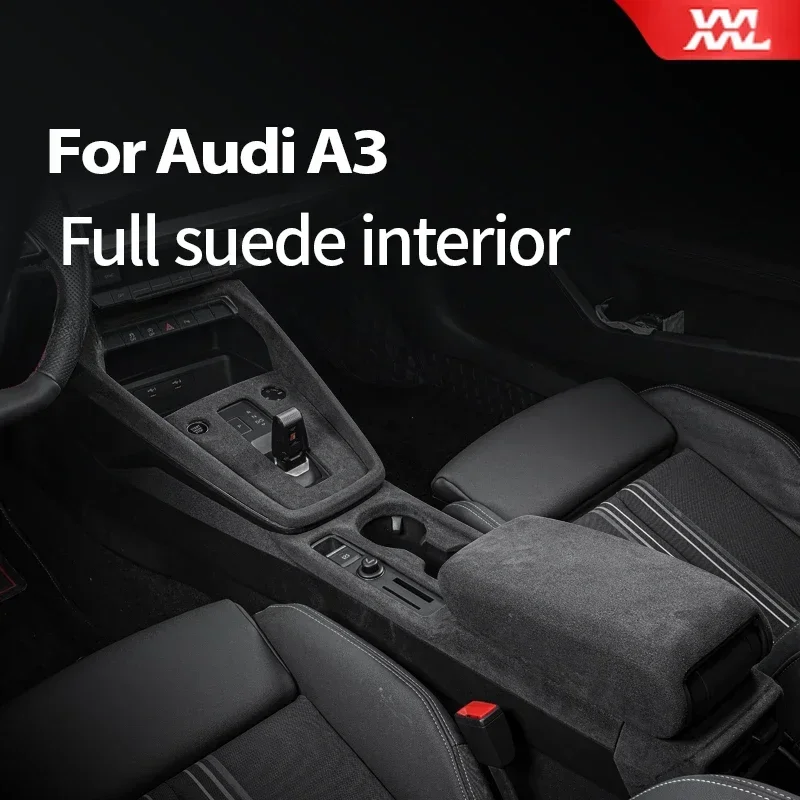 For Audi A3 8Y 2021 2022 Gear Panel Door Handles Gears Central control Armrest Cover Leather Accessories Decoration Interior