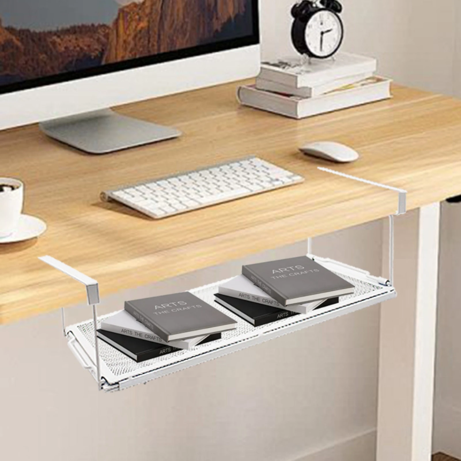 

Desk-Lip Hanging Rack Iron Clamp-on Desk Shelf Adjustable Mesh Shelf Rust Resistant Mesh Metal Drawer Heavy Duty