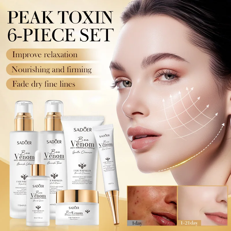 Bee Venom Serum Skin Care Set Anti Aging Wrinkles Lifting Firming Fade Fine Line Shrink Pores Moisturize Face Skin Care Product