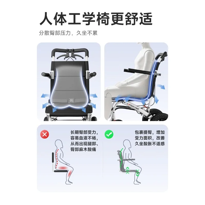 

Foldable Wheelchair Lightweight Portable Travel Chair with Hand Brake Compact Mobility Chair for Elderly Adults