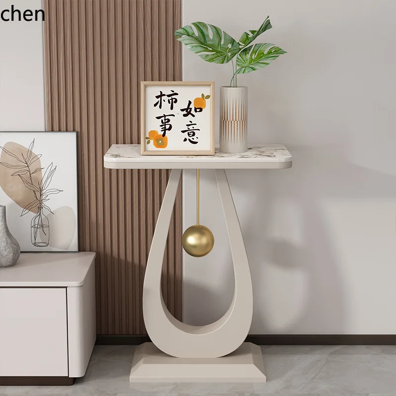 CZ Flower Stand with Rock Panel for Living Room, TV Floor Flower Rack, Simple Iron Art Storage Shelf for Sofa and Fish Tank