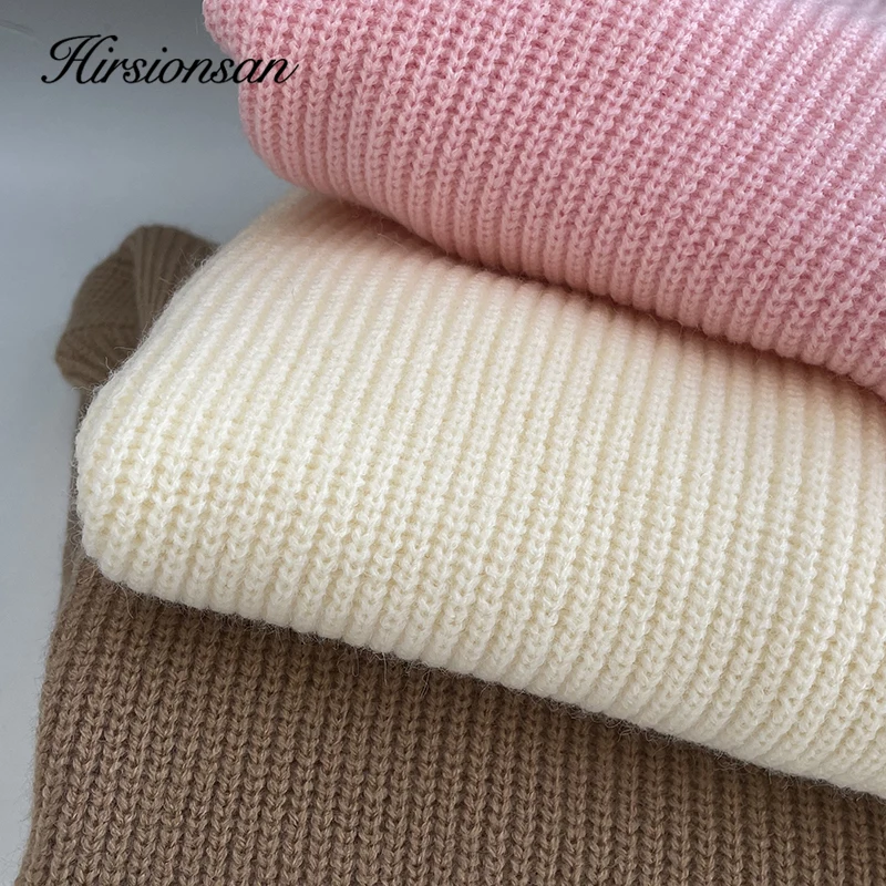 Hirsionsan Basic Knitted Cashmere Sweater Women 2023 New Winter Loose Split Ladies Pullovers Warm Casual Chic Elegant Jumper