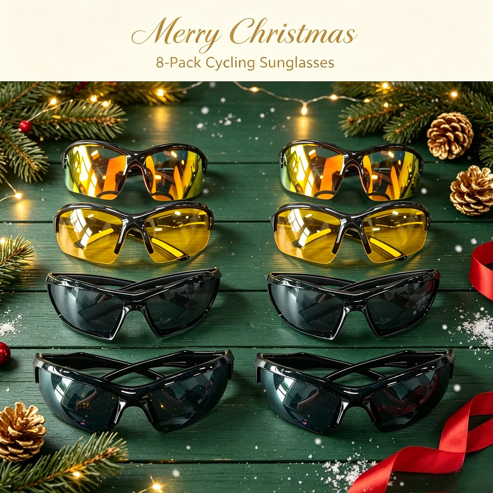 8-Piece YUKY Men's Polarized Fashion Sunglasses - Fitness, Running, Outdoor Glasses with TAC Polarized Lenses - Dream True Color Coating Multi-Color Optional, Random Frame Color, Recommended Christmas and Halloween Gifts