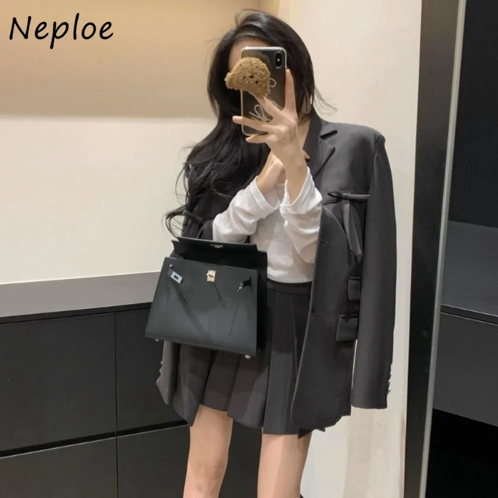 

Neploe New Elegant Premium Luxury Veste Femme Celebrity Small Fellow Casual Fresh Blazer Bow Patchwork All-match Minority Coat