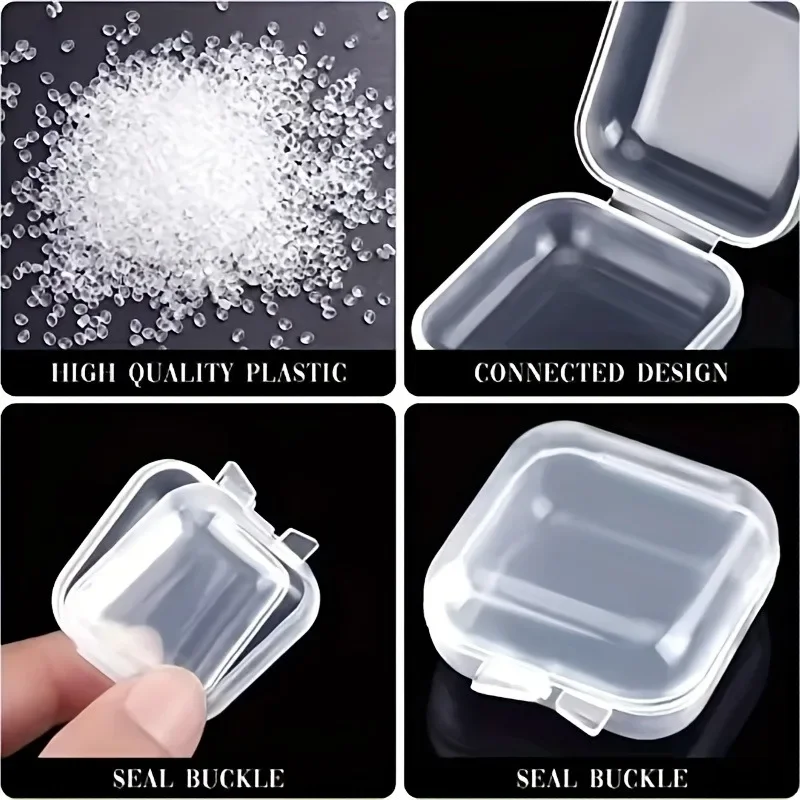 20PCS-Mini Storage Box, Transparent Square Plastic Box, Ear Ring Jewelry Packaging Storage, Small Jewelry Storage Organizing Box