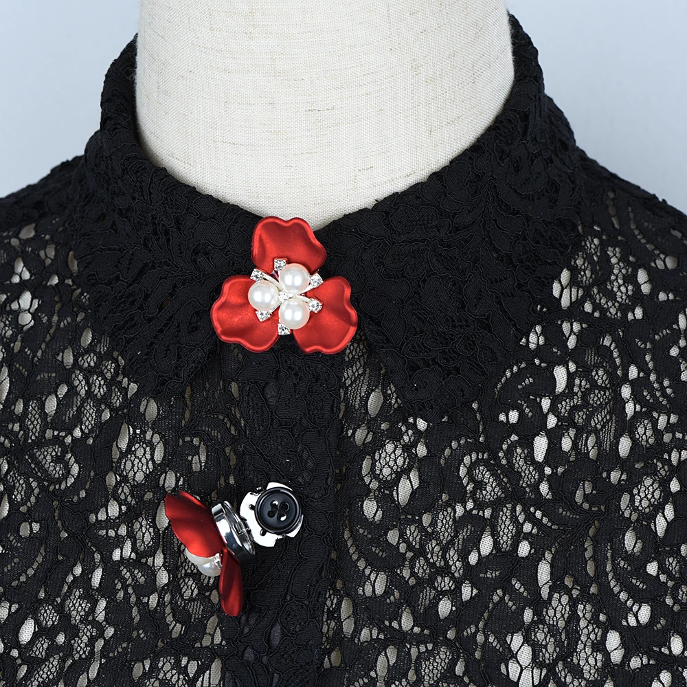 2Pcs Imitation Shell Pearl Flower Button Cover Luxury Shirt Sleeve Button Elegant Copper Cufflinks Accessories for Women
