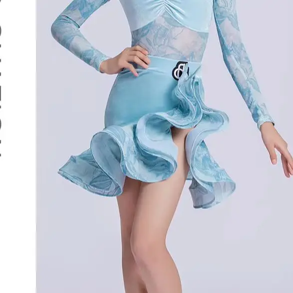 

Children's Latin dance costume 2025 new girls' autumn and winter practice training suit set with a high-end feel dance dress