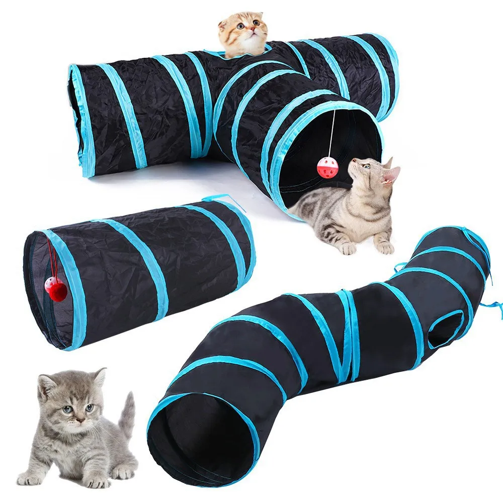 Cat Tunnel Foldable kitty Tunnel Pet Supplies S T Y Cross Pass Play Tunnel Cat Toy Breathable Drill Barrel for Indoor Loud Paper