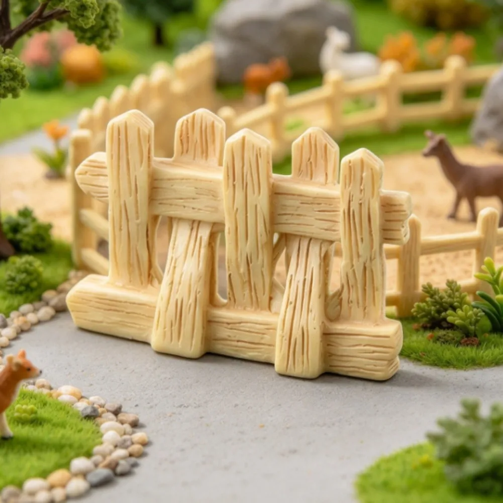 15Pcs Orange Resin Wooden Pile Fence Miniature Landscape Diorama Sand For Table Model DIY Craft Garden Decor Accessories