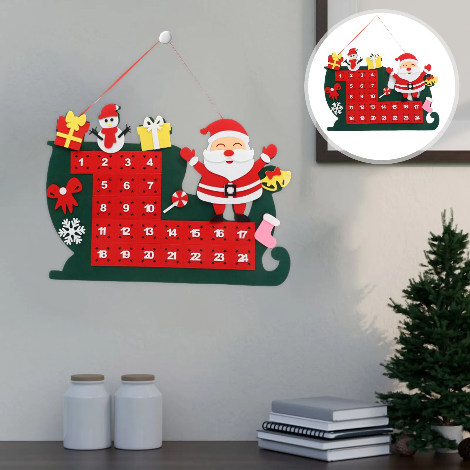 

3D Sled Calendar Hanging Decoration Decorations Ornaments Delicate Green Holiday Child