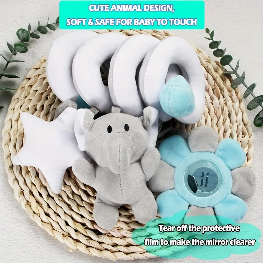 Children's Toy Stroller Hanging Elephant Spiral Plush  0-3  Toys Stroller Accessory,Cute Elephant Design
