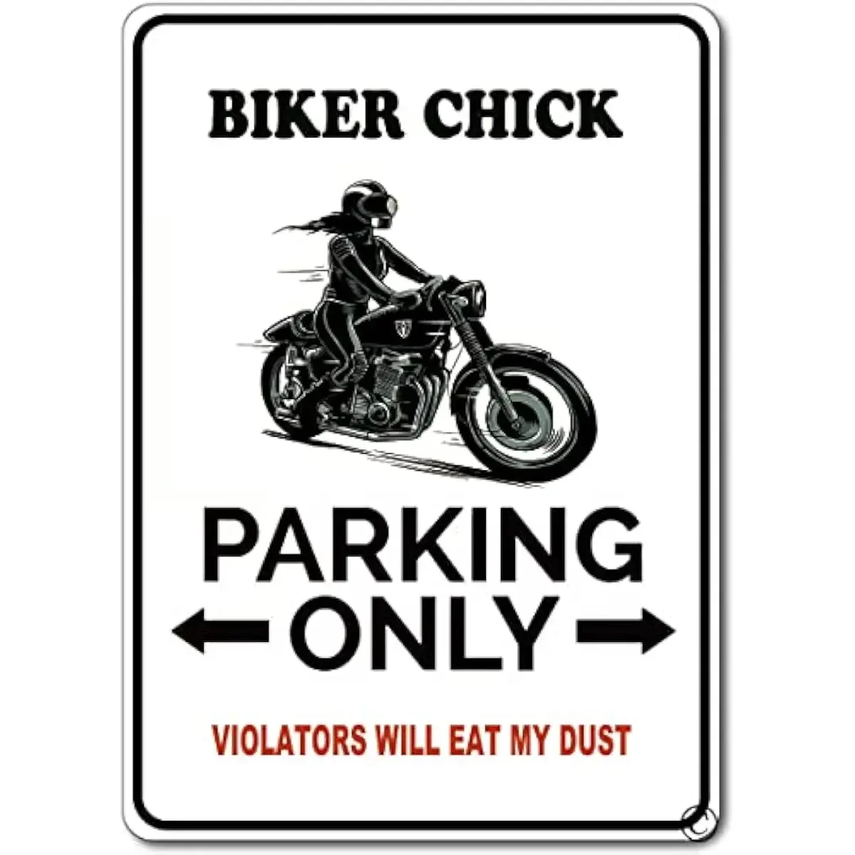 

Biker Chick Sign Parking Hog Motorcycle Girl Chic Metal Sign Garage Home House Door Wall Decoration Tin Sign 12'' X 8''