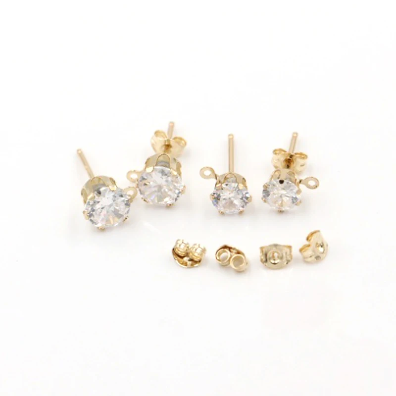 14 Karat Gold gefüllt 6 Zinken Druckknopf Ohrring Post Ohrring Großhandel für Schmuck herstellung DIY Ohrringe Zubehör 5/6mm – Detail 12