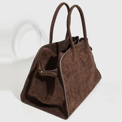 Vintage Faux Suede Tote Bag For Women Luxury Designer Handbags Purses 2024 New In PU Top Handle Large Capacity Underarm Shoulder