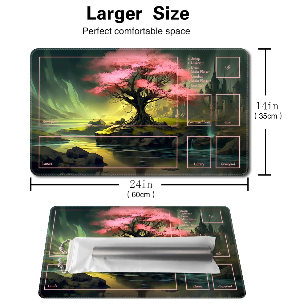 Pink-Tree- Board Game TCG Playmat Table Mat Game Size 60X35 CM Mousepad Compatible for MTG CCG