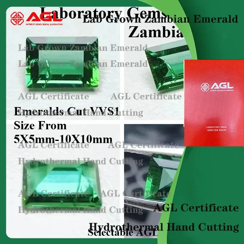 

Laboratory Cultivated Zambian Emerald Gemstone for Jewelry Making Hydrothermal Grown Hand Cut Oval Round Square Emeralds with