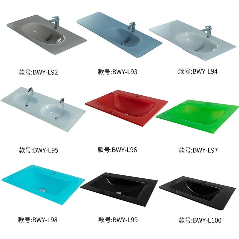 

Ванная комната из закаленного стекла, художественная ручная стирка, встроенная раковина, ванная комната, отель, креативная раковина под столешницей, производитель оптом