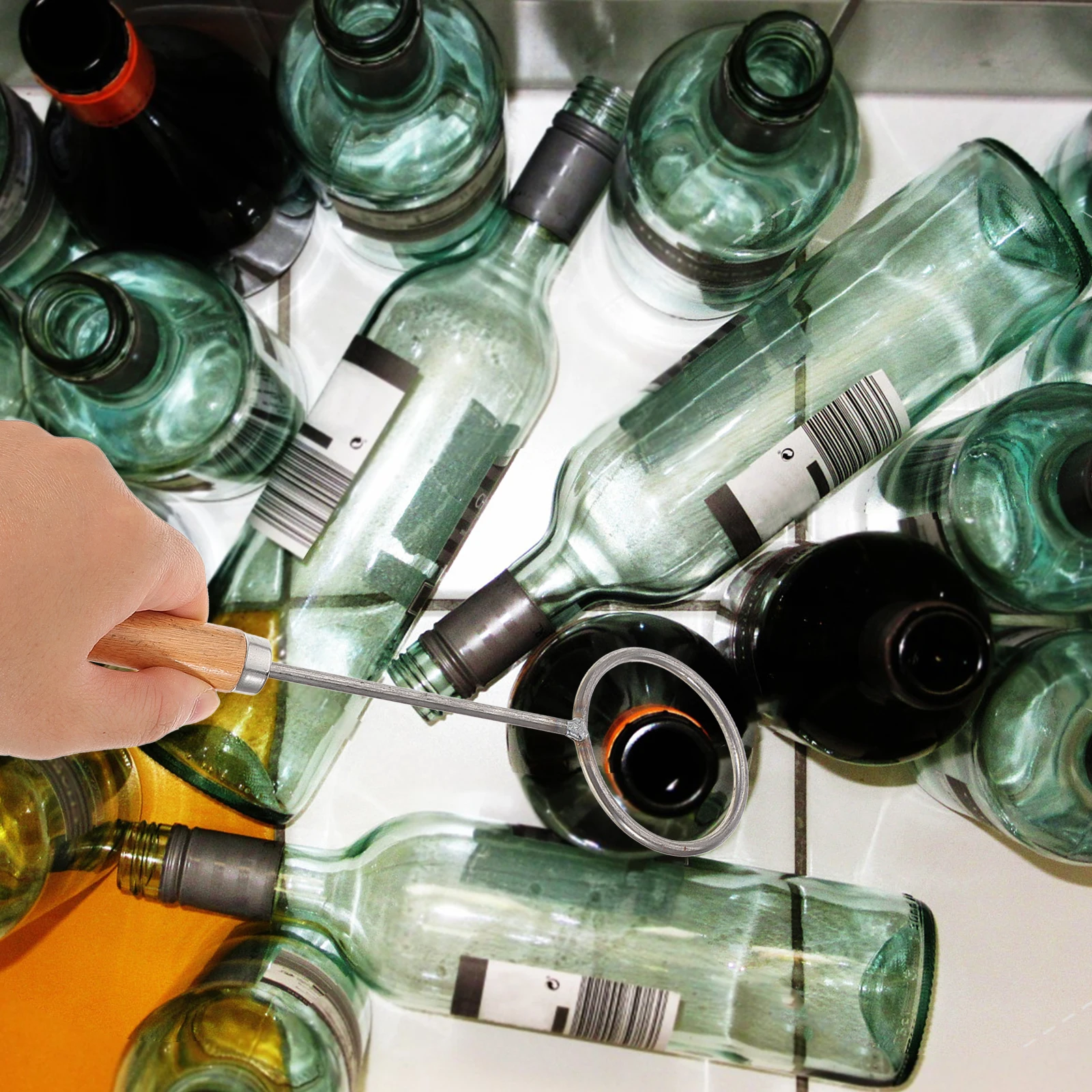 

Portable Wooden Handle Bottle Cutter Ring for Glass Wine Beer DIY Crafts Art Projects Cutting Tool Glass Bottle Cutter