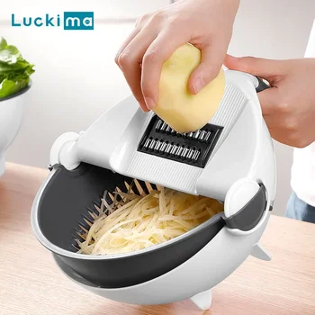 다기능 2 In 1 야채 슬라이서 커터 쵸퍼 과일 스트레이너 바구니 Spiralizer Grater 식품 필러 mandol Shredder