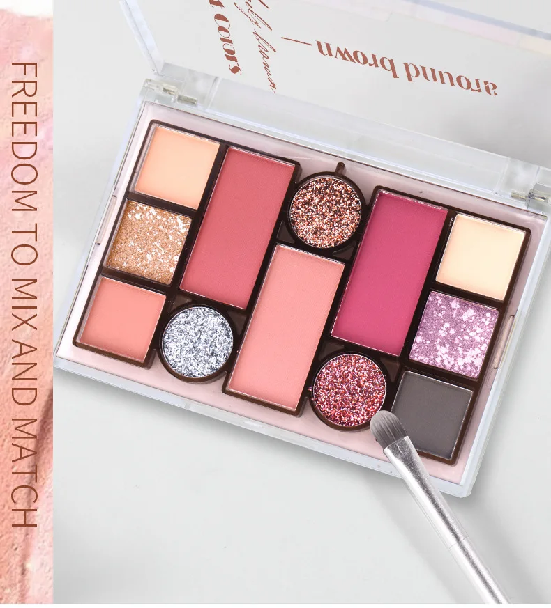 لوحة بودرة مكياج شاملة للوجه مكونة من 12 لونًا غير لامعة بيرليسسينت لون الأرض وأحمر الخدود وبودرة ظلال العيون #5