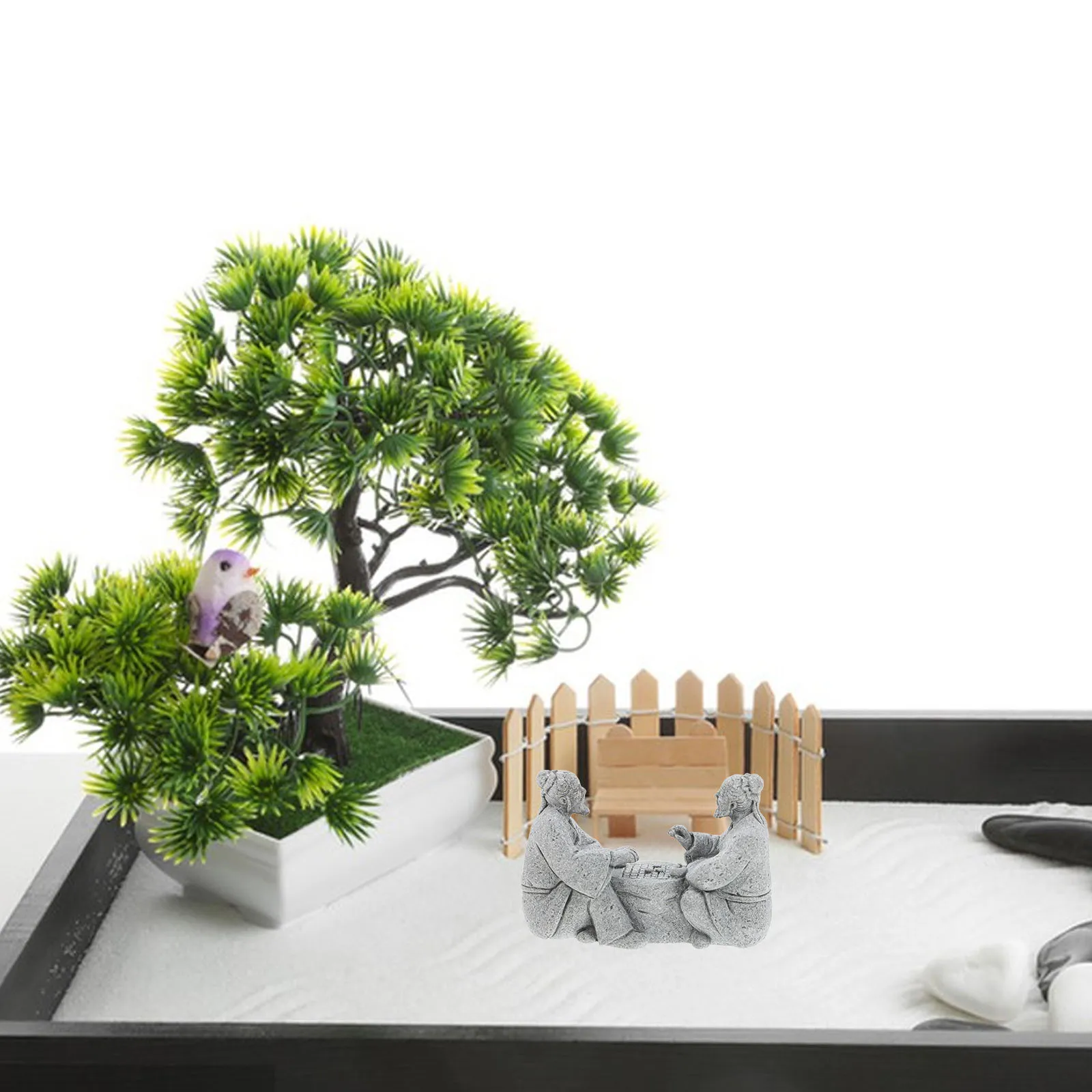 

2Pcs Realistic Micro Landscape Ornament Set Fine Workmanship Desktop Decor for Living Room Office Car Indoor Mini Garden