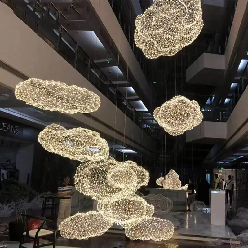 Imagem -04 - Modern Floating Cloud Light Hotel Criativo Pingente Luminárias Starry Bar Art Designer Firefly Pendurado Lâmpada Luminária Led