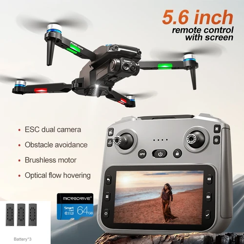 Imagen 1 del producto RG806 MAX con pantalla de 5,6 pulgadas GPS Drone con tres lados integrados para evitar obstáculos curso personalizado posicionamiento de flujo óptico