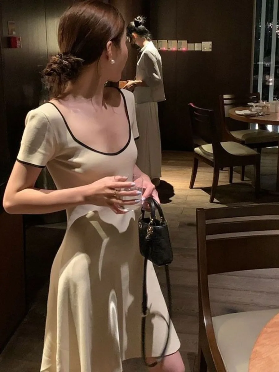 

Elegant Hepburn Style Dress Chic Slimming Large Collar Ladylike Fashionable Korean Style Spring Autumn Winter Women's Dress