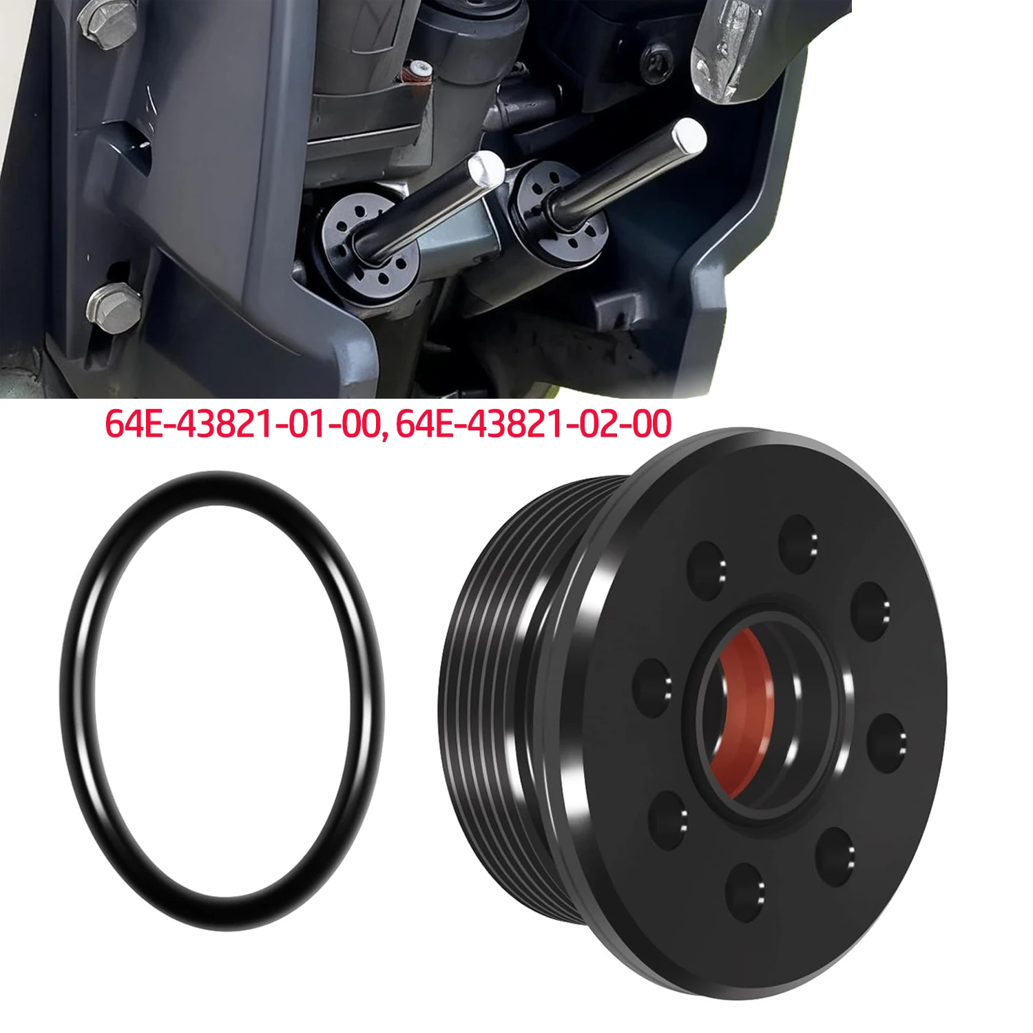 

64E-43821-01-00 64E-43821-02-00 Trim Cylinder Screw End Cap with Seals for 115-300HP Honda/Suzuki/Yamaha 2 & 4 Stroke Engines