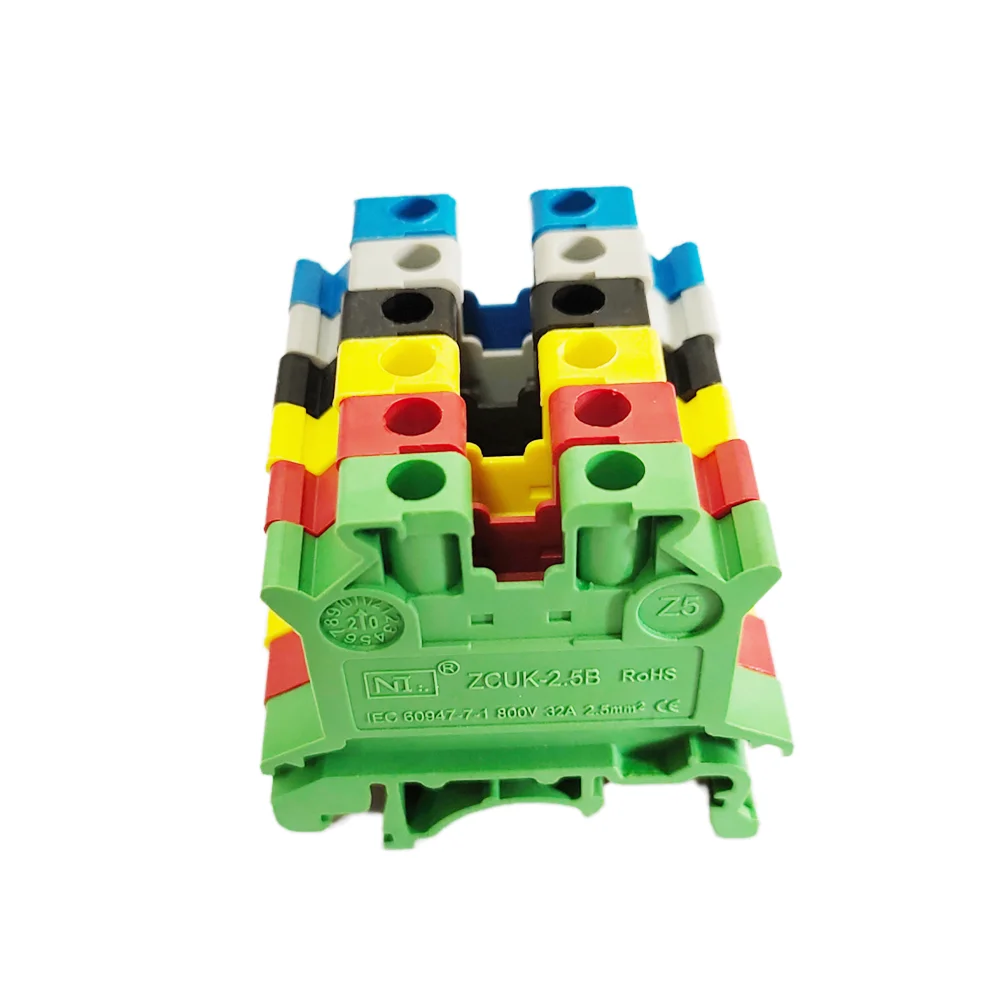 10/50/100 قطعة UK2.5B DIN السكك الحديدية محطة كتلة برغي المشبك موصل UK2.5 2.5mm2 كابل موصل كهربائي