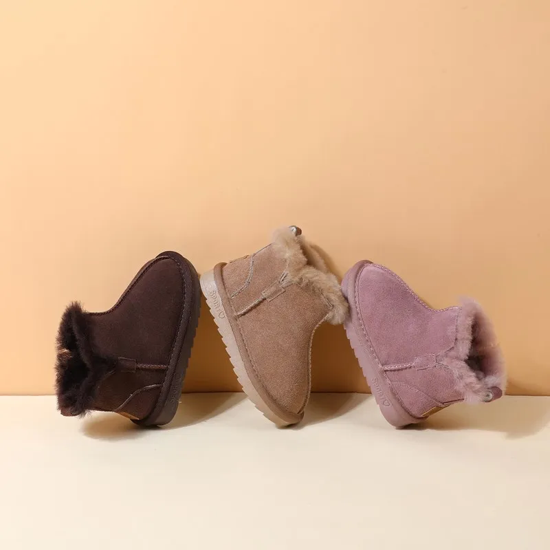 

DIMI/2020 зимняя детская обувь, кожаные теплые плюшевые зимние ботинки для мальчиков и девочек, модные нескользящие удобные детские ботинки