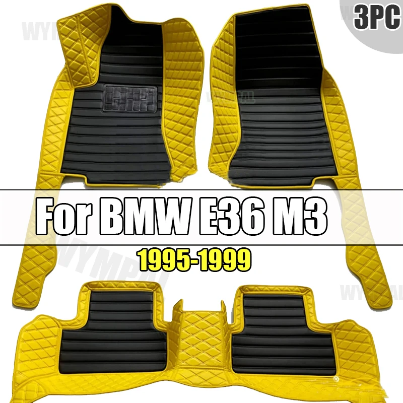 Custom Automotive Car Floor Mats For BMW E36 M3 1995 1996 1997 1998 1999 Auto Luxury Leather Men Women Car Mats Full Coverage