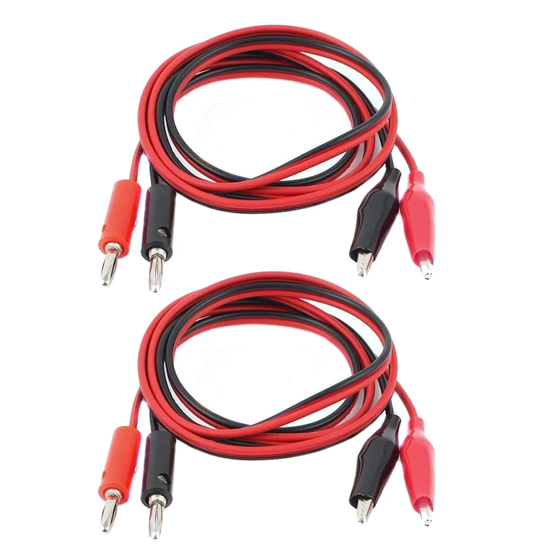 2 pares 1m jacaré cilp para plugue banana cabo de teste conector de chumbo testador duplo clipe de crocodilo para multímetro ferramenta de medida