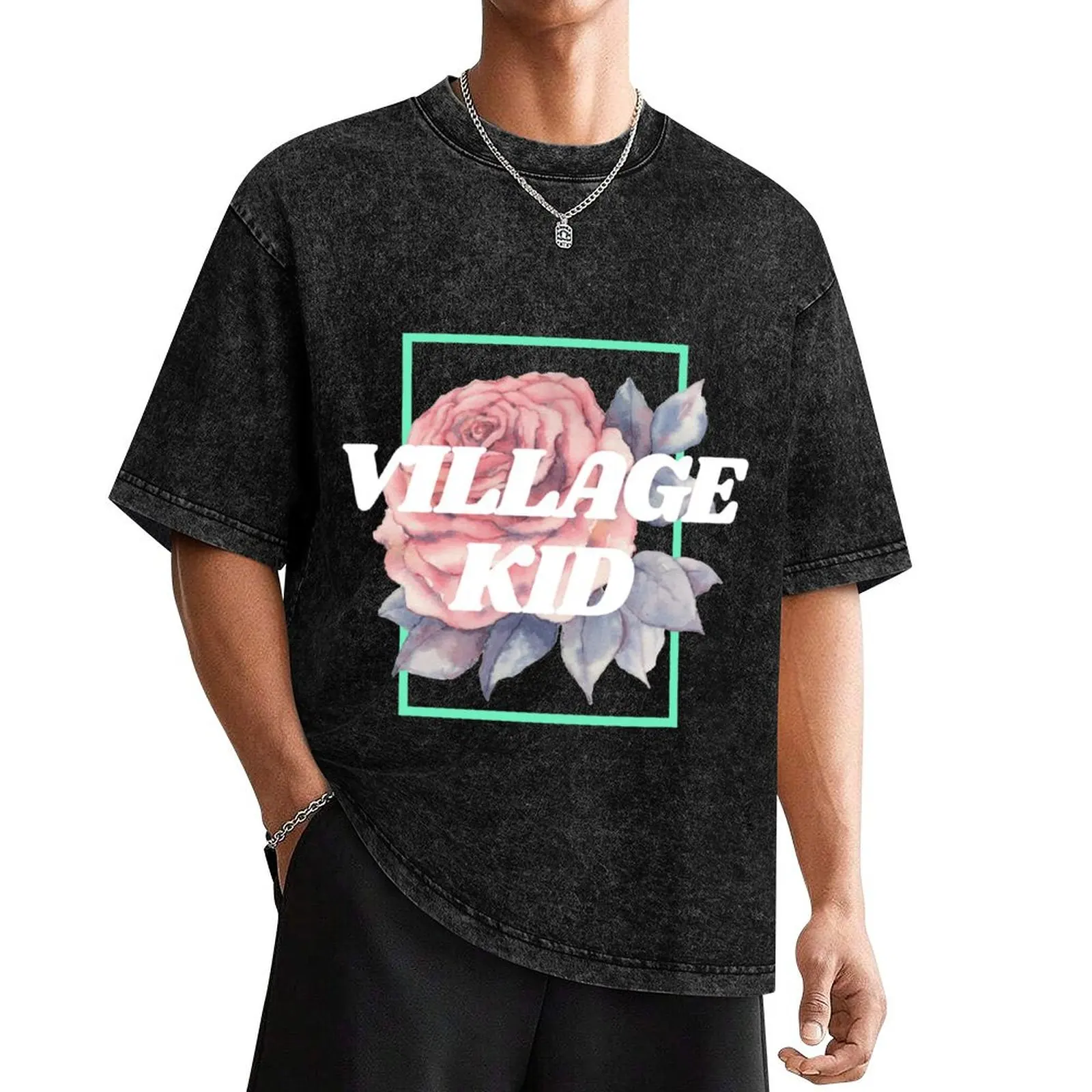 Village Kid T-Shirt basketball graphic tees oversized heavyweights t shirt for men