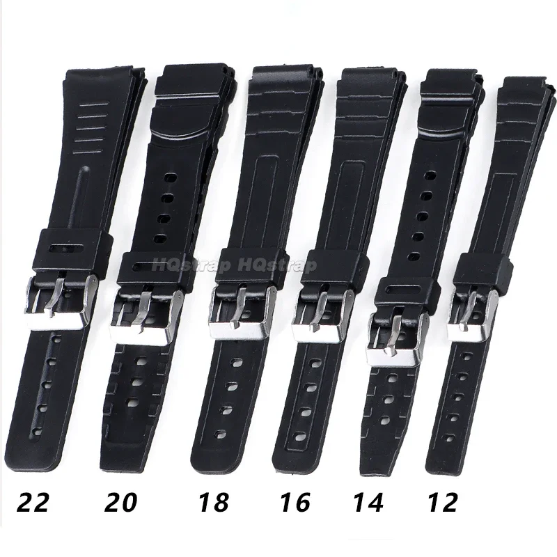 12mm 14mm 16mm 18mm 20mm 22mm Silicone Watch Strap for Casio W800H A158/168 AE1200/1300 SGW400 F91W F84 F105/108 Bracelet