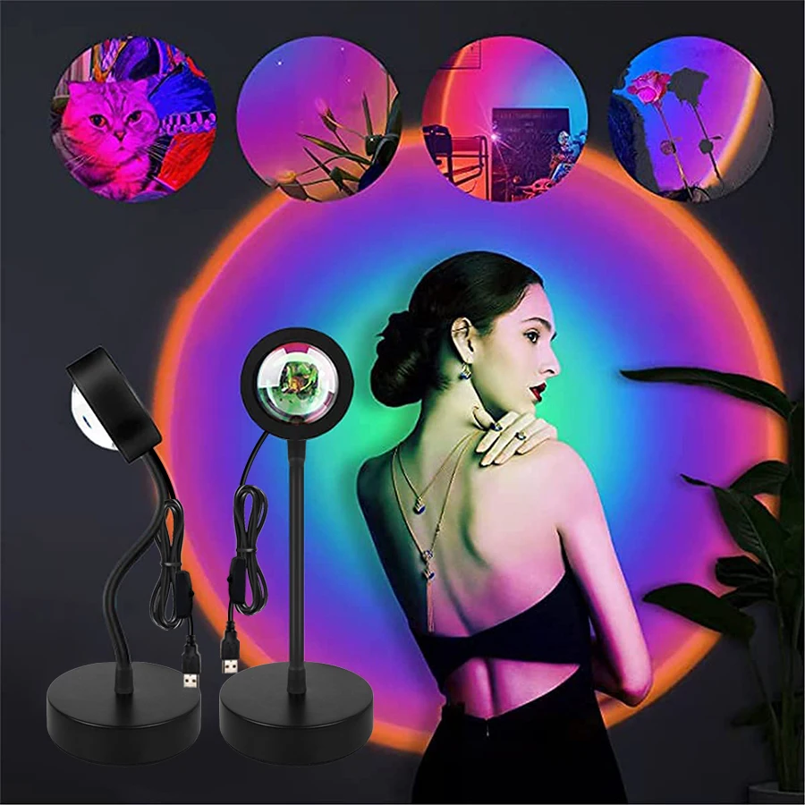 LED Projection Light RGB Sunset Rainbow Ambient Light Remote Control USB Interface Event Theme Light Live Background Lighting