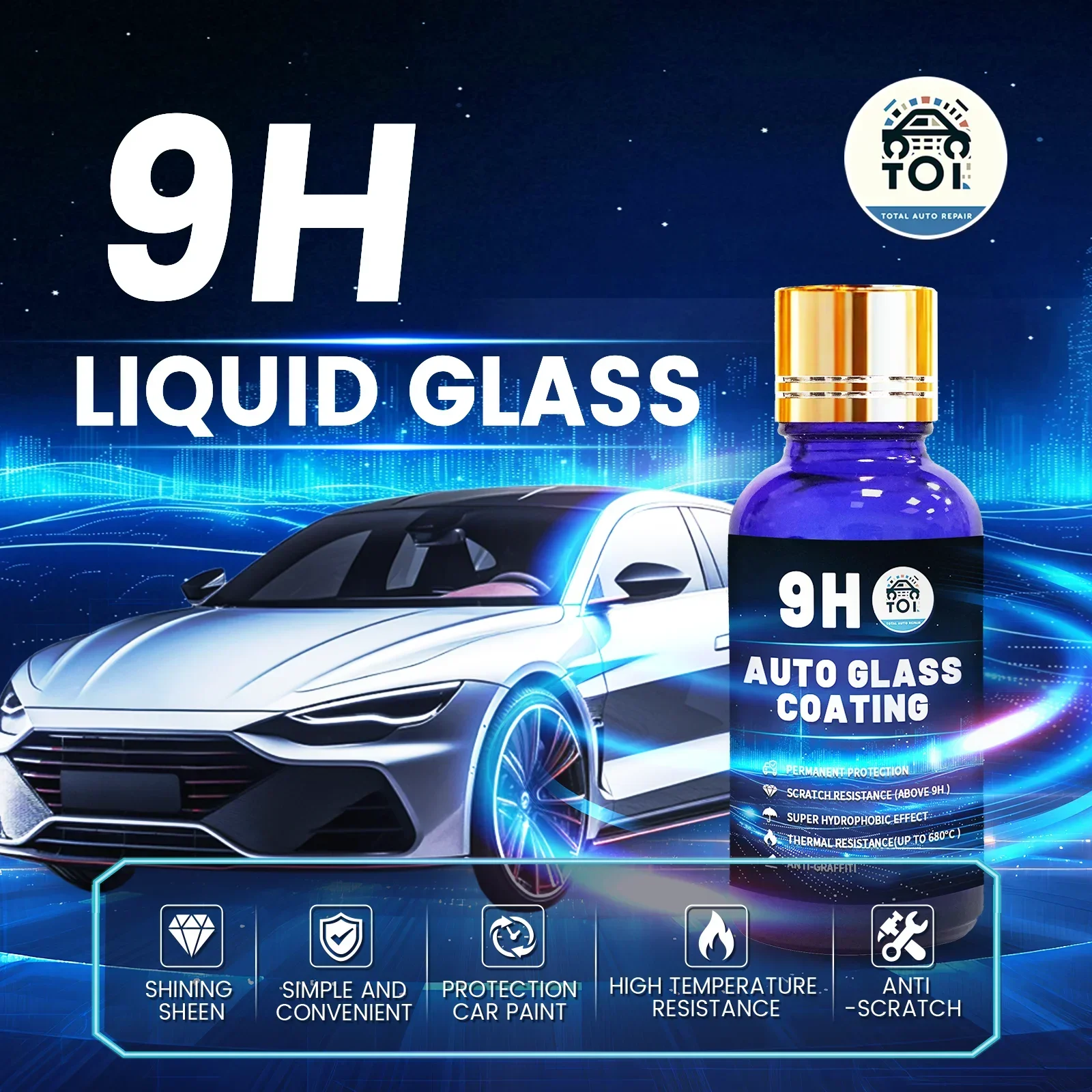 3Sets 9H Liquid Glass Car Paint Surface Protection Coating High Temperature Resistance Scratch Resistance Super Hydrophobicity