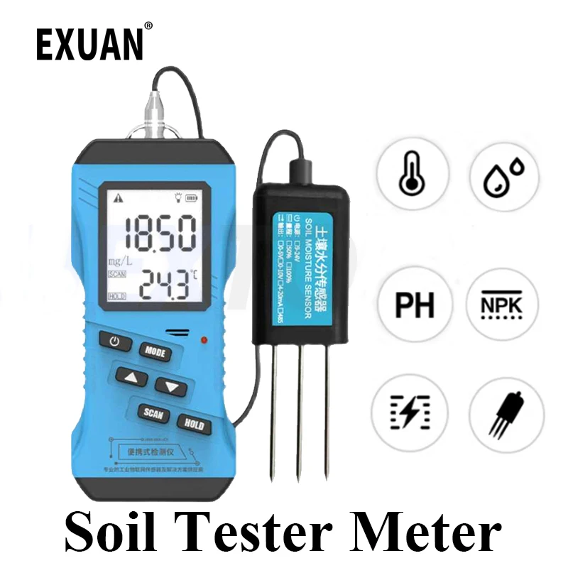 7 in 1 Rapid Soil tester Meter Nitrogen Phosphorus Potassium N P K PH Humidity Moisture Nutrient Conductivity Tester EC Meter