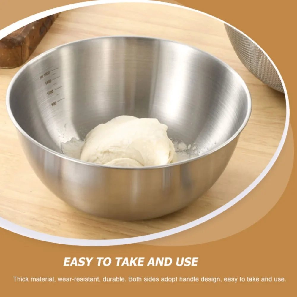 2pcs/Set Stainless Steel Colander Bowl Set with Scale Multifunctional Sink Strainer Spaghetti Strainer Kitchen Organizer