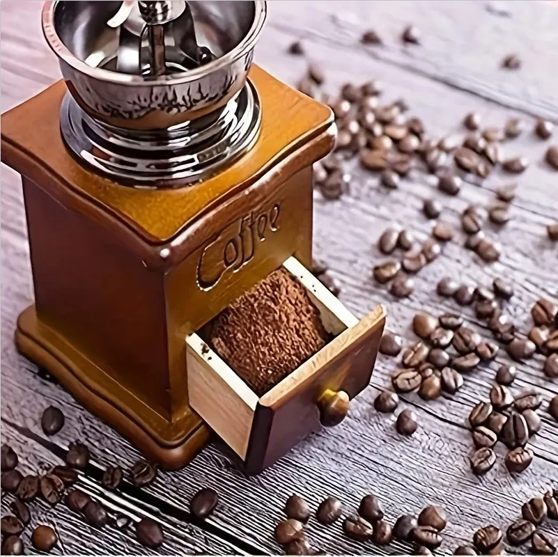 

Винтажная ручная кофемолка, ручная кофемолка, деревянная ручная кофемолка в винтажном стиле, классический кофемолка
