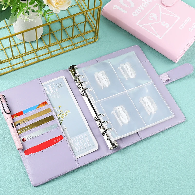 1PC 100 Envelopes Money Saving Challenge Budget Binder Password Lock Money Saver For Cash Cost Expense Organizer Notebook Binder