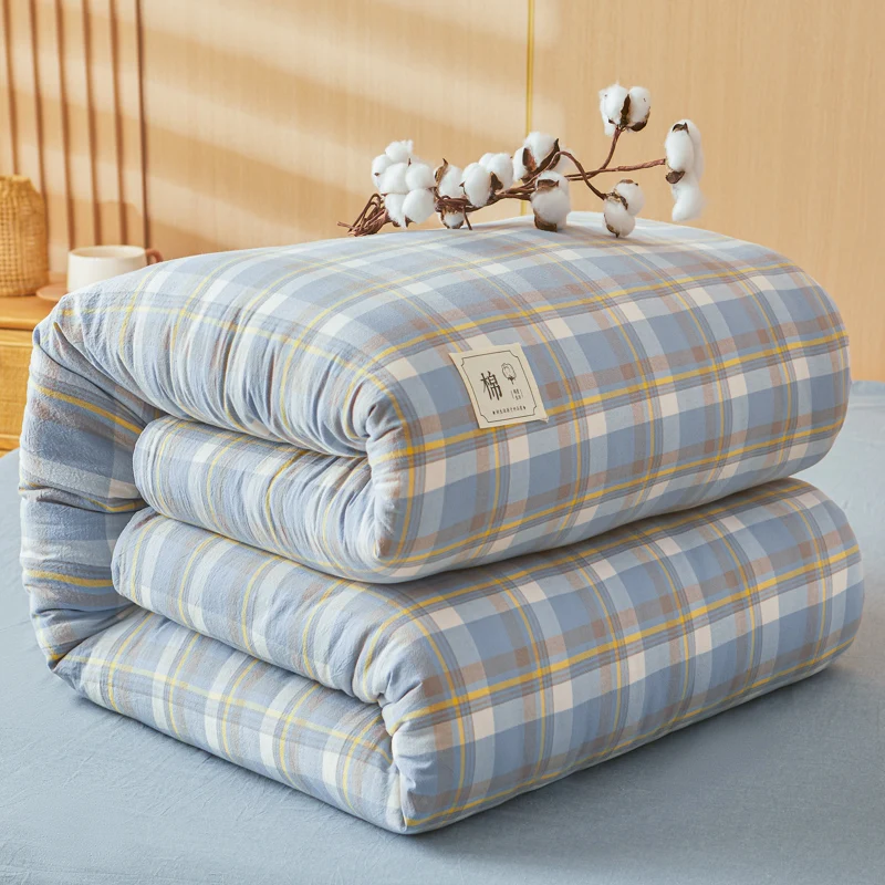 100% قطن المعزي واحد الملكة الملك الحجم لينة غسلها بطانية قطن لحاف سميك دافئ كل موسم الفراش آلة قابل للغسل