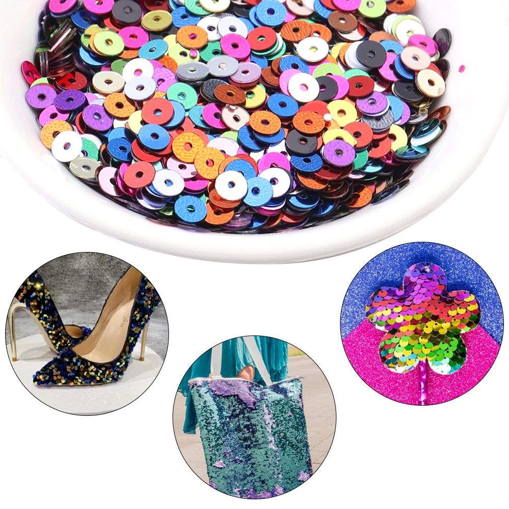 4 مللي متر الترتر شقة مستديرة فضفاضة الترتر الحرف Paillette الخياطة الملابس الديكور DIY بها بنفسك ملحق Lentejuelas Para Coser #4