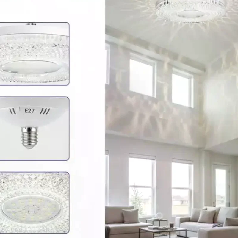 E27 LED Crystal UFO Lamp 1Pcs Ultra Bright LED Bulb Ceiling Light for Bedroom Office Modern Home Lighting