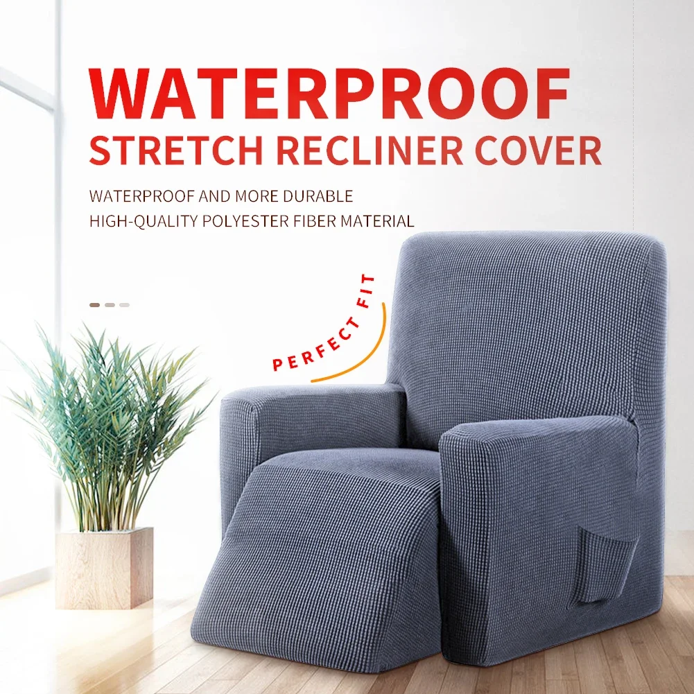 

Waterproof Stretch Recliner Cover All-inclusive Solid Sofa Cover Simple Furniture Slipcover Armchair Couch Cushion