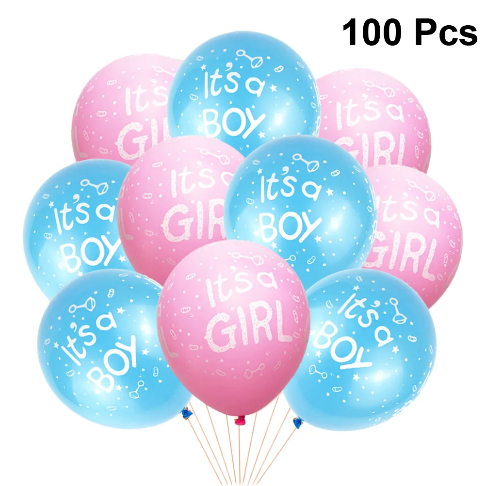 

100 Pcs Latex Balloon Gender Boys and Girls Party Balloons Baby Shower Emulsion